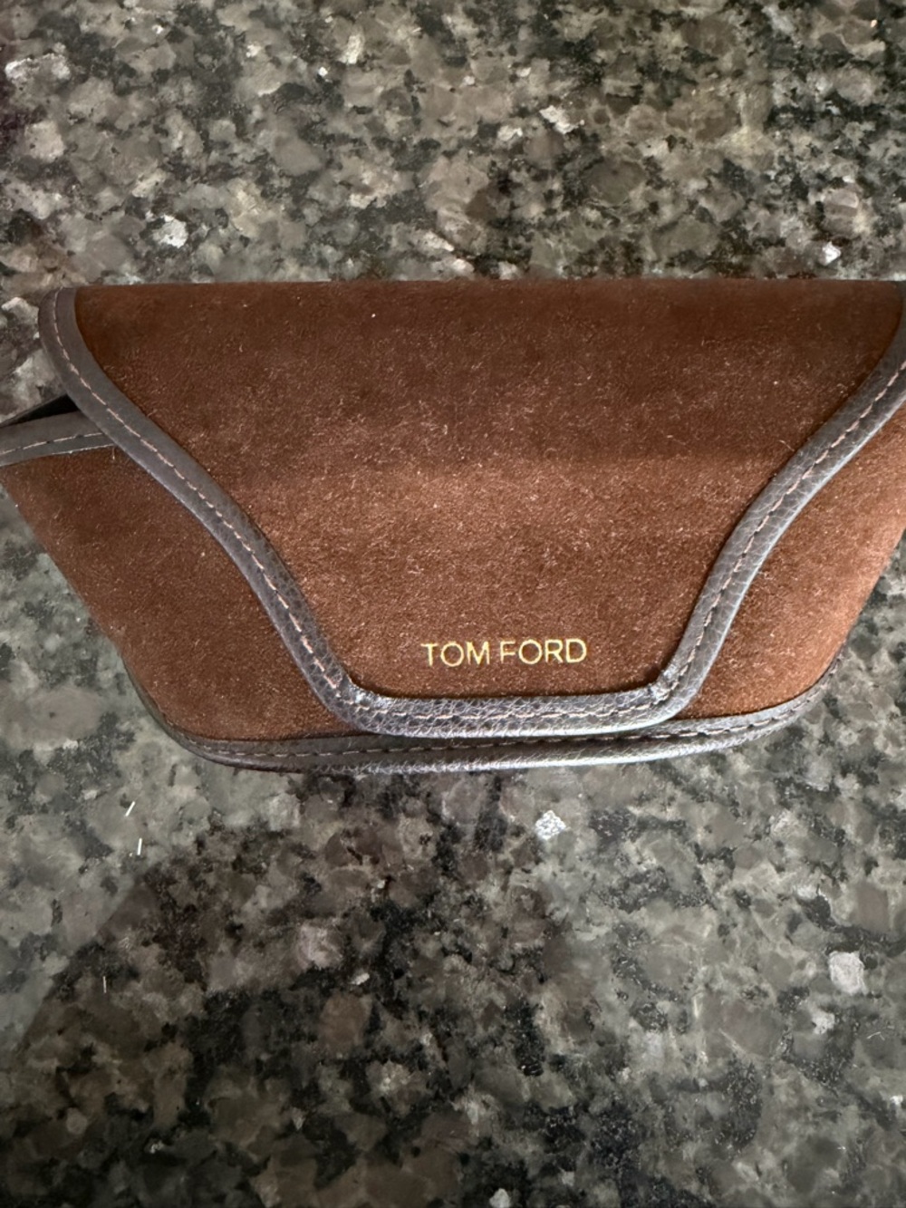 Tom Ford Brown Suede Toiletry / Accessory Pouch with Gold Logo